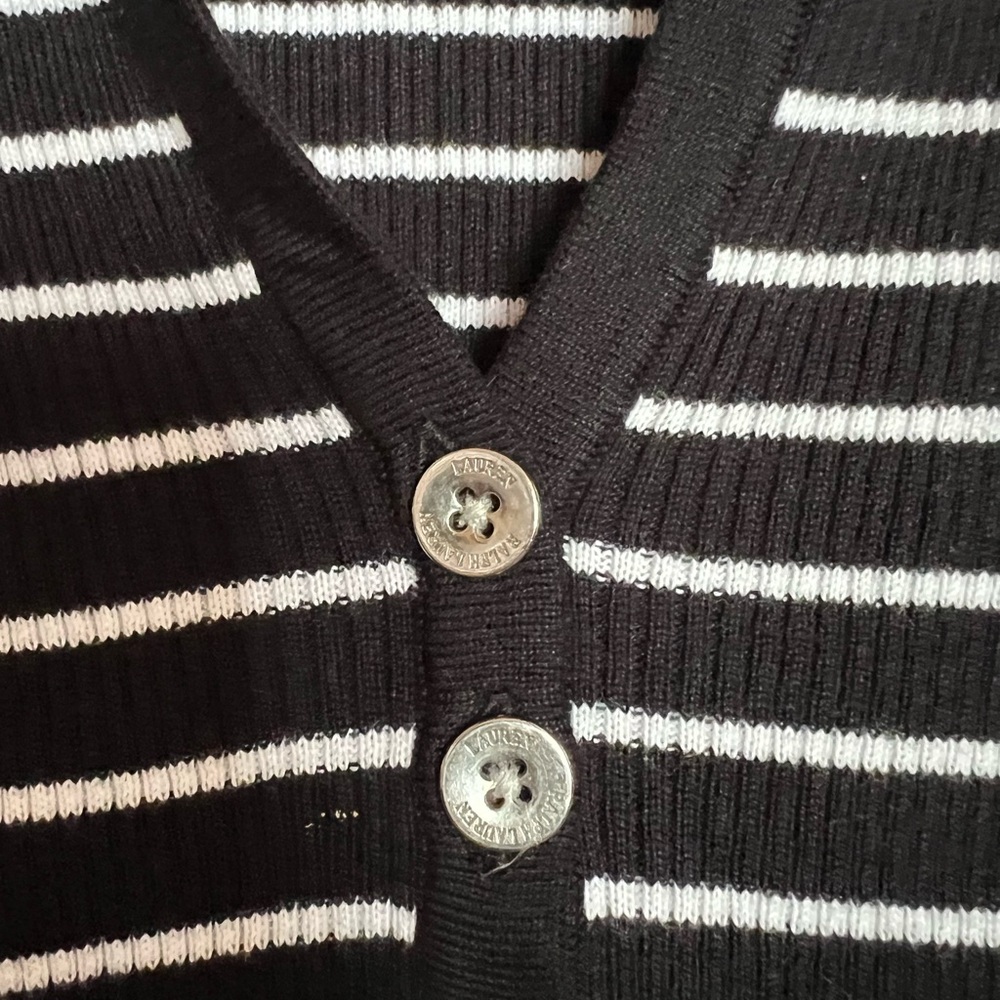 Ralph Lauren Black and White Striped Knit Top - Picture 2 of 4